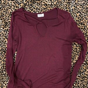 Maurices Deep Burgundy Long Sleeve Top